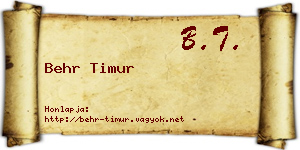 Behr Timur névjegykártya